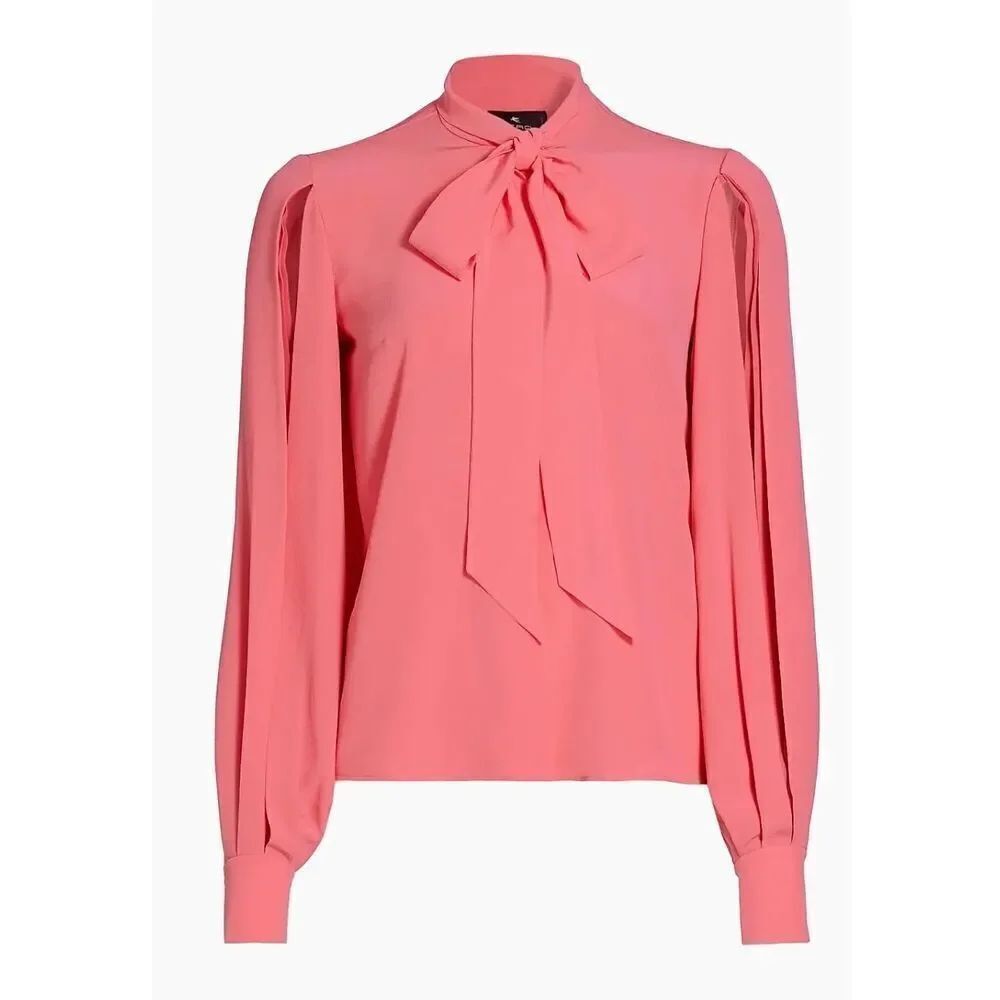 Etro Silk Tie-Neck Blouse in Cyclamin NWT Size IT 40 or US 4